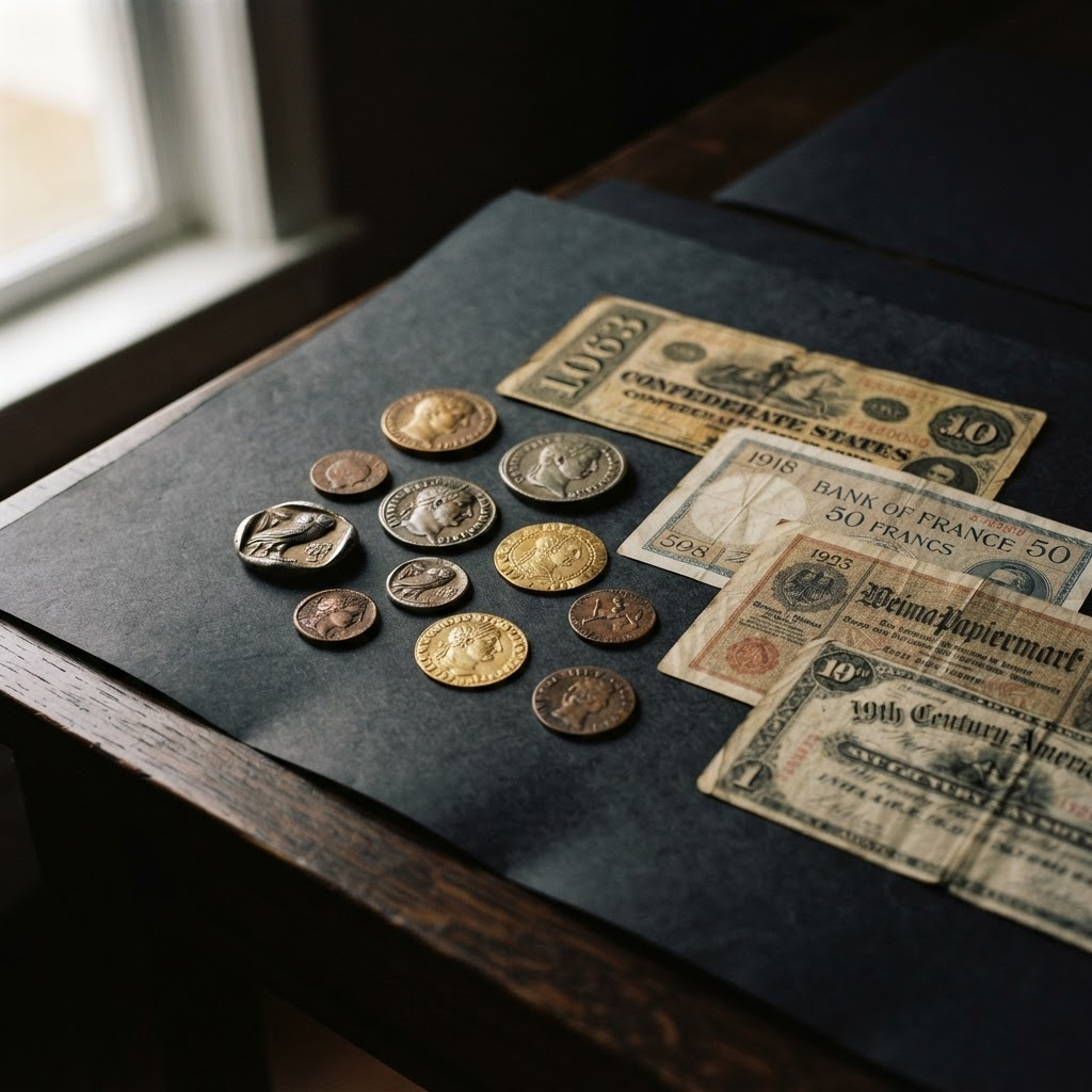 Coins & old currency collection cover